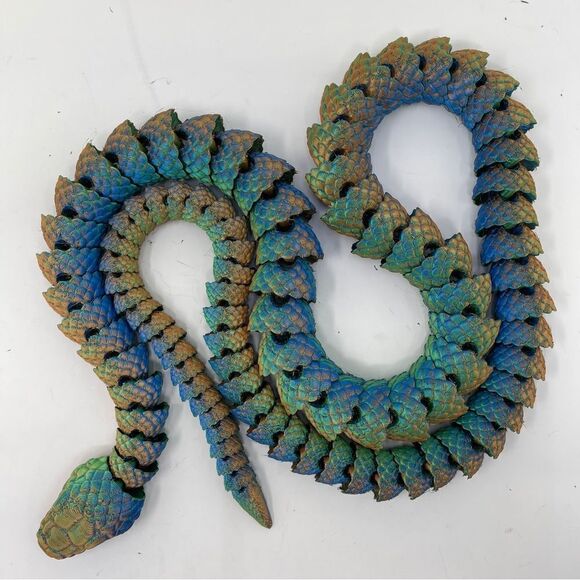 Stunning 3D Printed Articulating Snakes 5 Feet Long Décor Gift or Education 60" - Picture 3 of 7